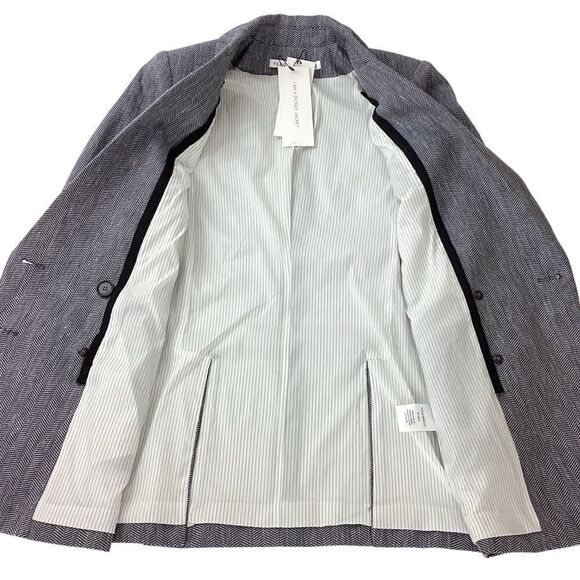 VERONICA BEARD Size 0 NWT Oria Dickey Jacket Blue White Herringbone Blazer - Picture 9 of 15